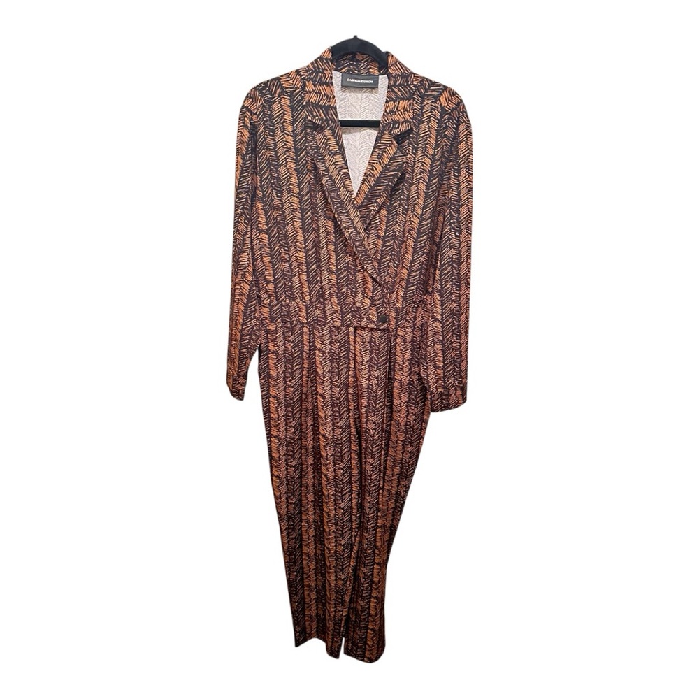Boho Leaf Print Button Front Jumpsuit